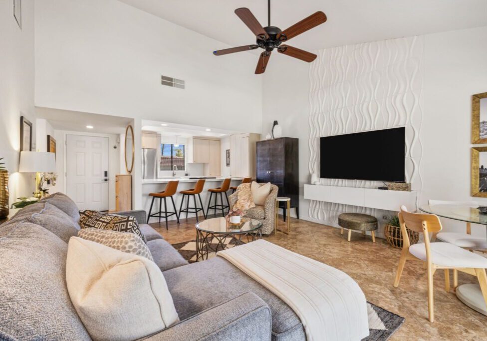 living room kitchen view